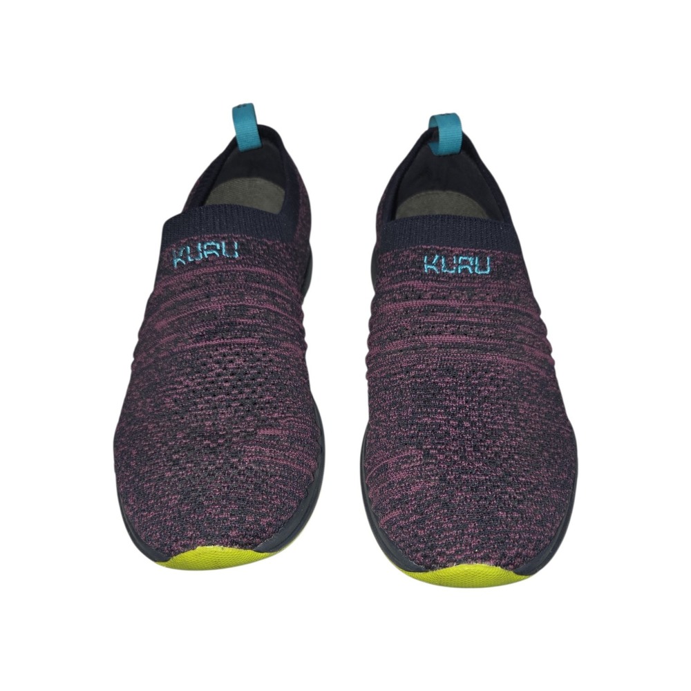 Kuru Stride Sneakers Women 8 Purple Black Knit Slip On Walking Shoes Athletic